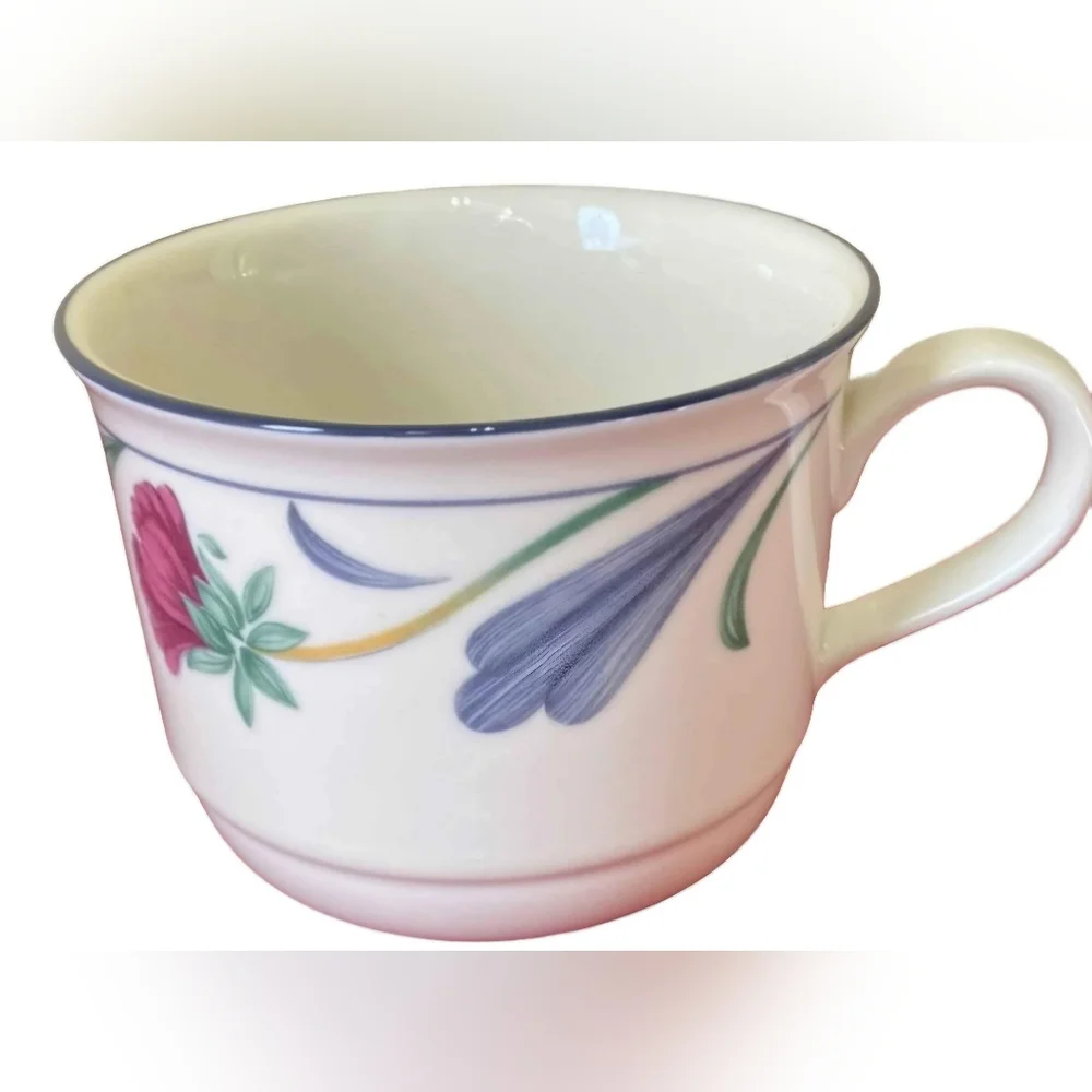Lenox Bone Chinastone Poppies On Blue Coffee Tea Mug Set Of 12